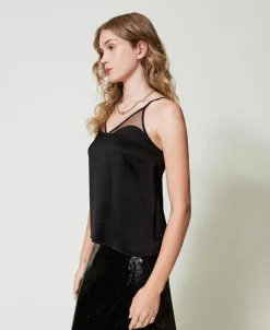 Top Aus Satin Und Tüll