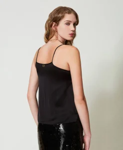 Top Aus Satin Und Tüll