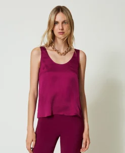 Top Aus Texturiertem Satin