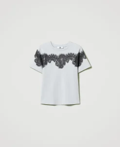 T-Shirt Im Regular-Fit Mit Spitzenintarsie