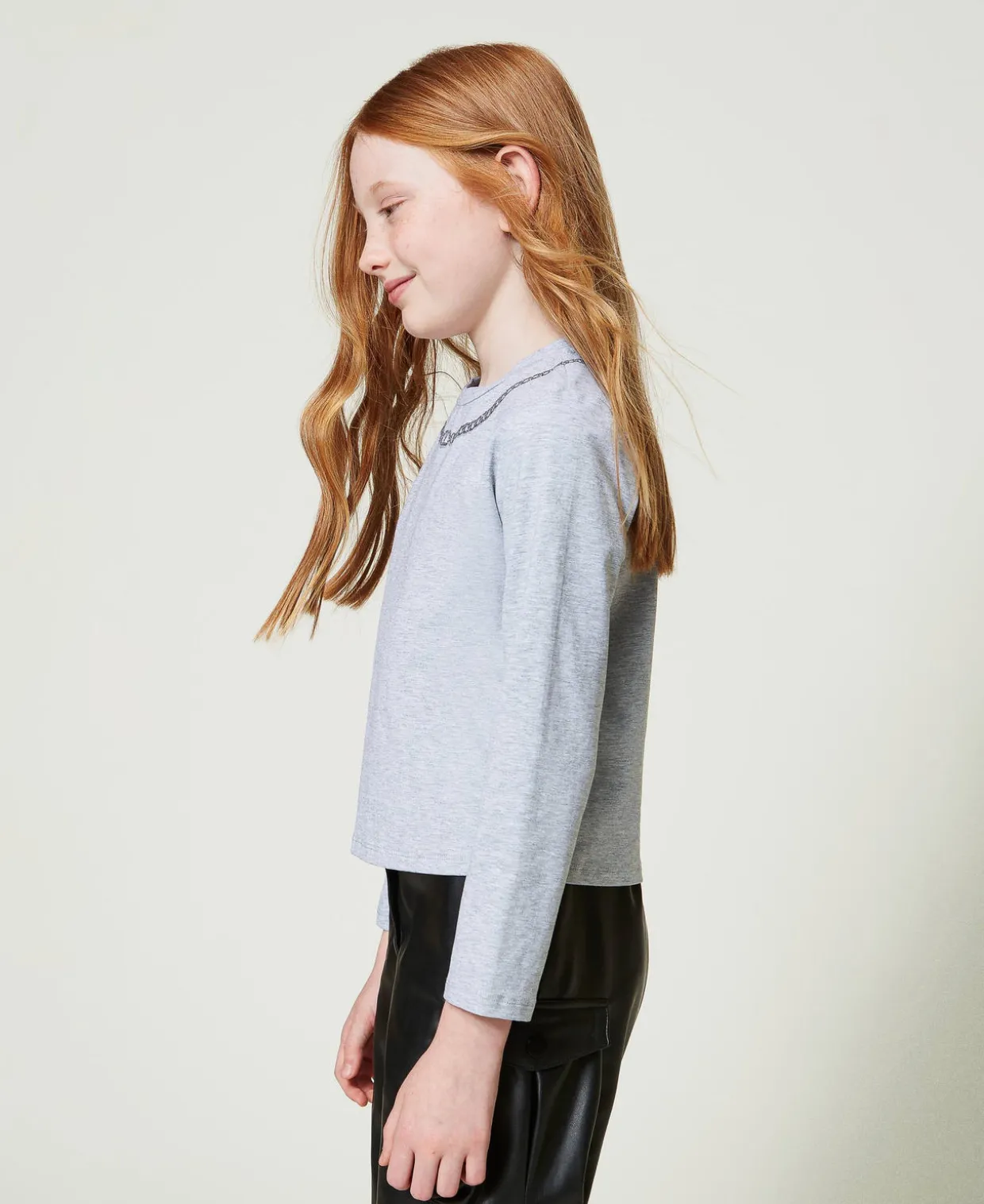 T-Shirt Mit Halskettenprint Und Strass