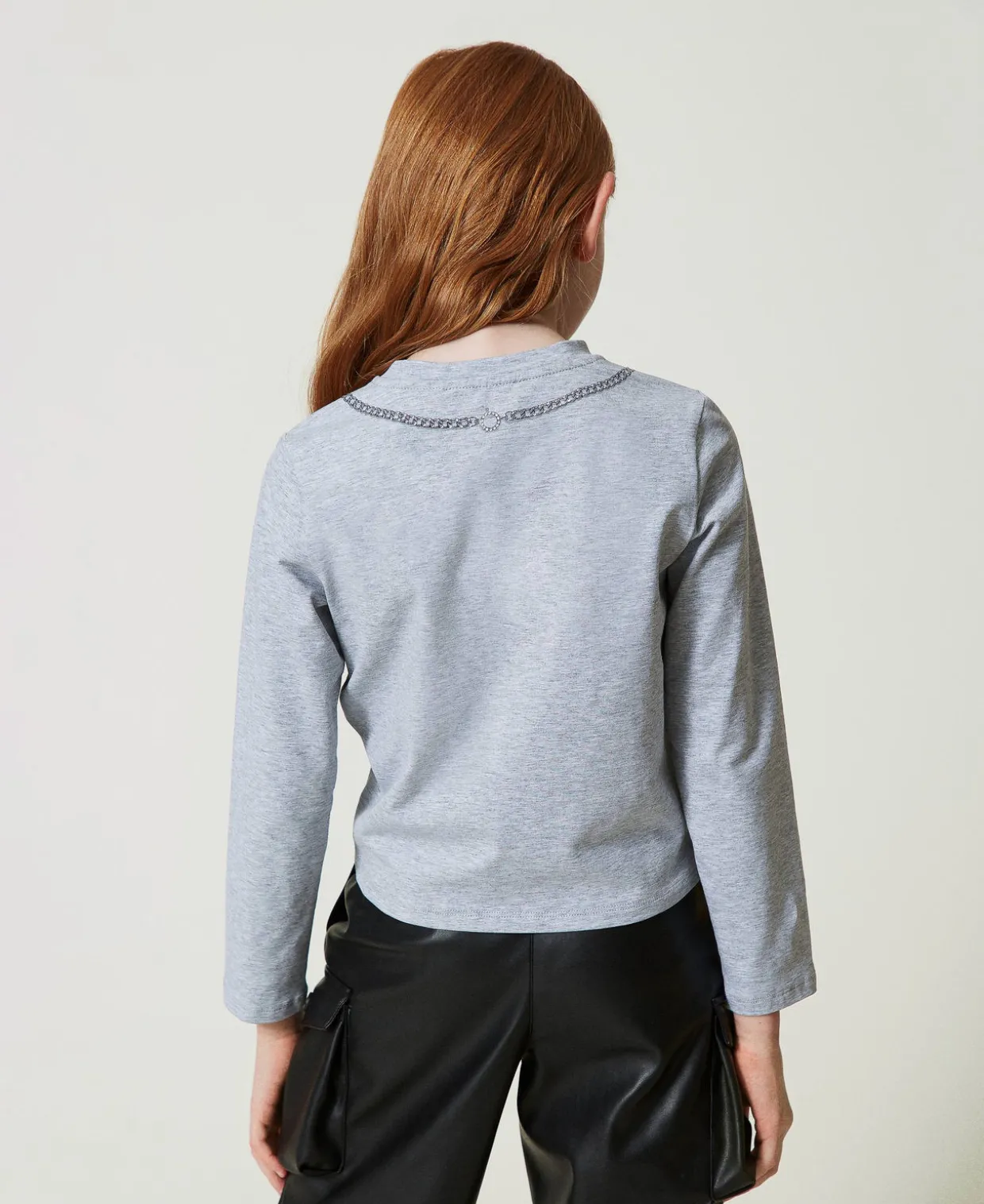 T-Shirt Mit Halskettenprint Und Strass