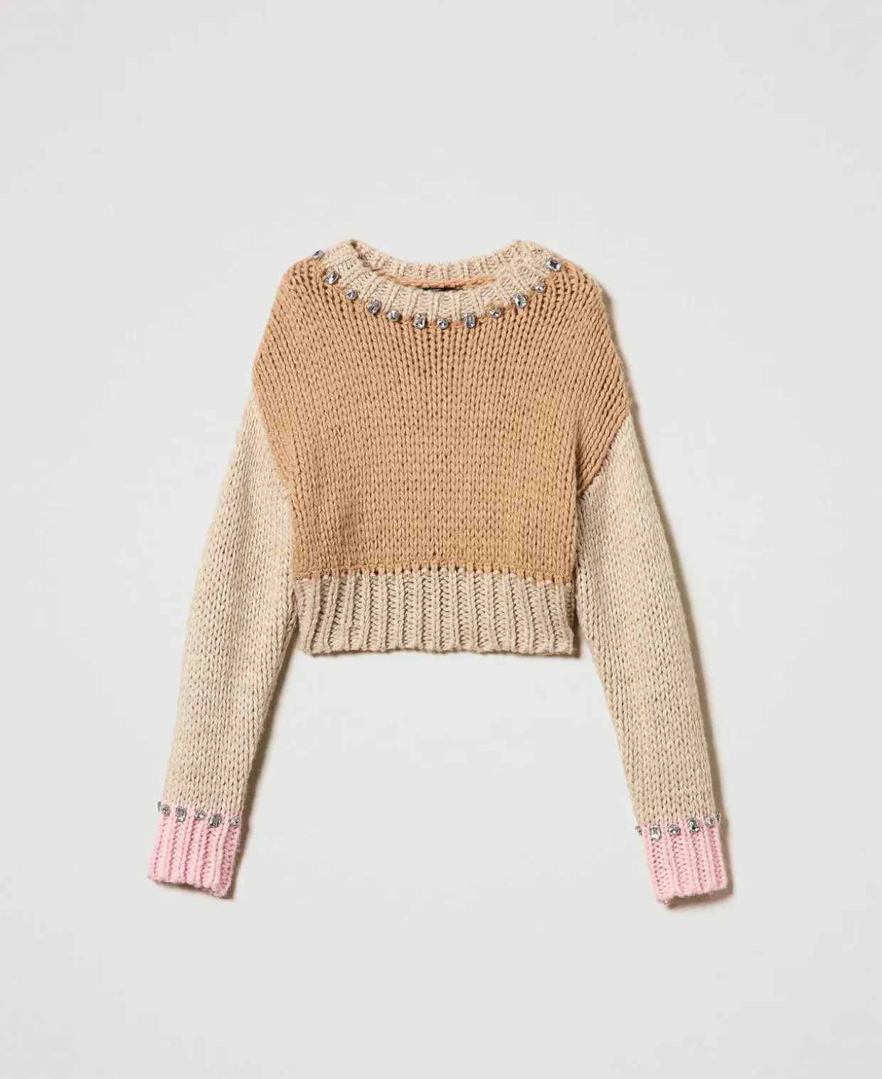 Von Hand Bestickter Color-Block-Pullover