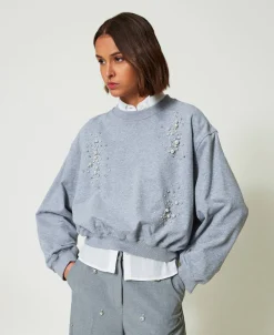 Von Hand Besticktes Kasten-Sweatshirt