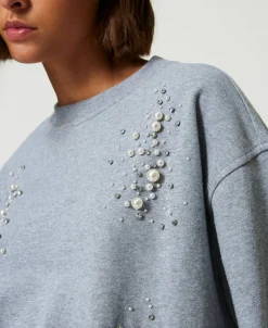 Von Hand Besticktes Kasten-Sweatshirt