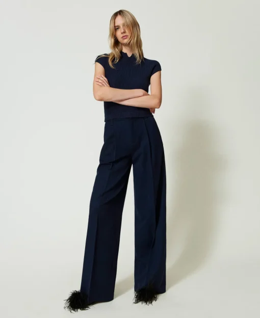 Wide-Leg-Hose Mit Lurex-Nadelstreifen