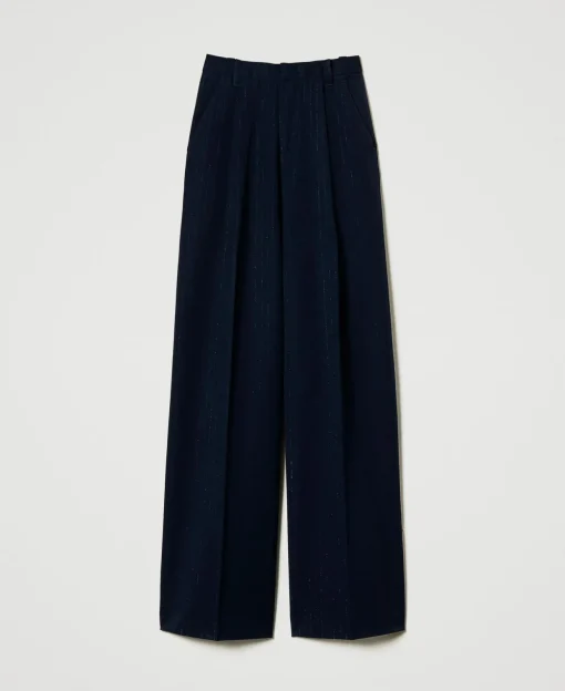 Wide-Leg-Hose Mit Lurex-Nadelstreifen