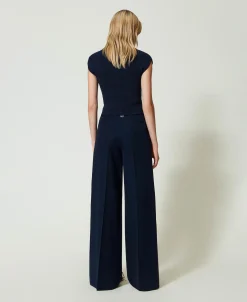 Wide-Leg-Hose Mit Lurex-Nadelstreifen