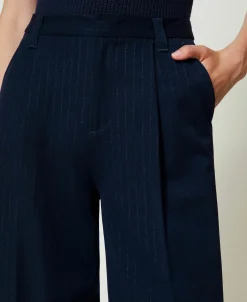 Wide-Leg-Hose Mit Lurex-Nadelstreifen