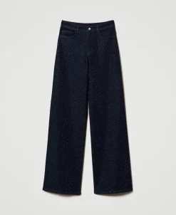Wide-Leg-Jeans Mit Alloverstrass