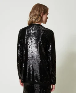 Zweireihiger Cardigan Mit Alloverpailletten