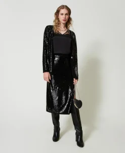 Zweireihiger Cardigan Mit Alloverpailletten