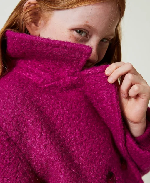 Zweireihiger Mantel Aus Curly-Tuch